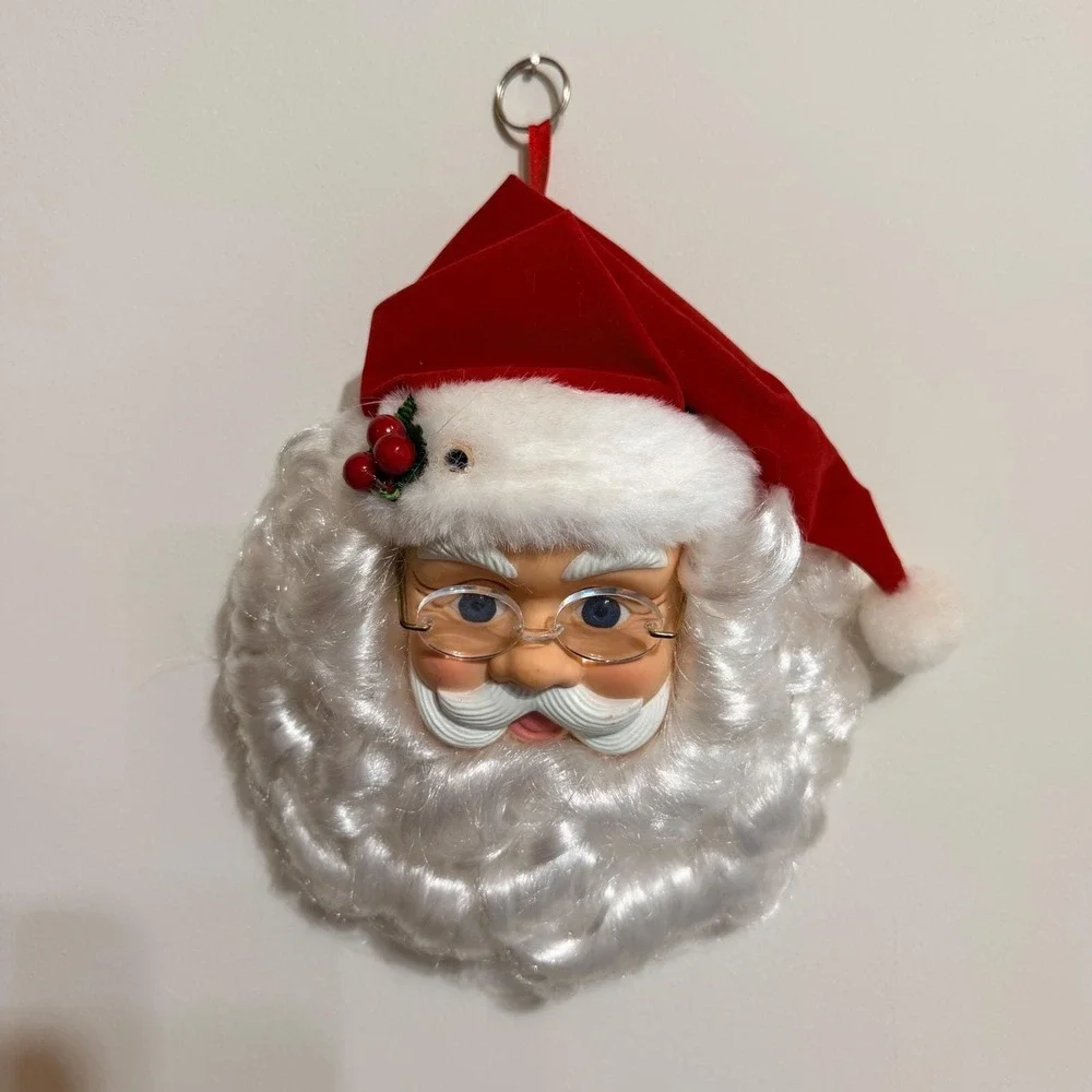 Vintage Animated Singing Santa Claus Head Wall Hanging Ornament Christmas Decor‎